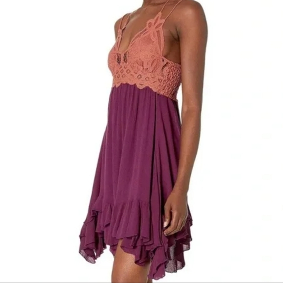 Free People FP One Adella Slip Mini Crochet Dress Size Small Copper Combo - Picture 5 of 11